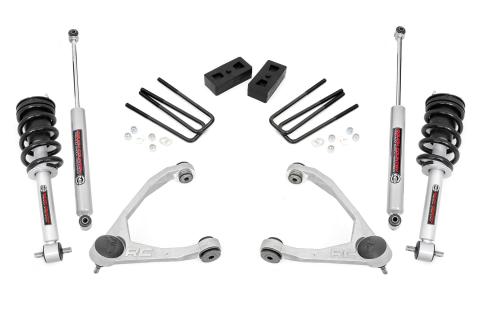 3.5 Inch Suspension Lift Kit w/Upper Control Arms N3 Struts & Shocks 07-13 Silverado/Sierra 1500 2WD Rough Country