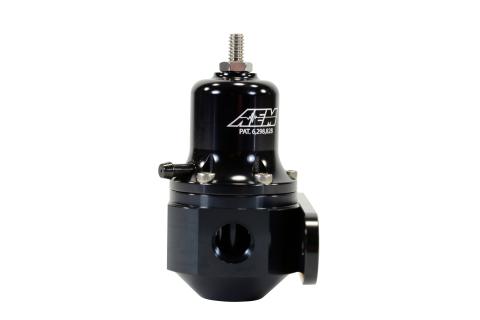 Hi-Cap Universal Adjustable Fuel Pressure Regulator Inlet 2 x -6AN (9/16-18) Outlet -6AN Gauge Port 1/8 Inch NPT Black AEM Electronics