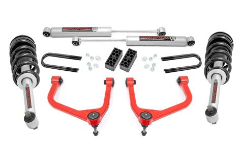 3.5 Inch Lift Kit N3 Struts Rear Mono Leaf Red Chevy Silverado 1500 (22-24) Rough Country