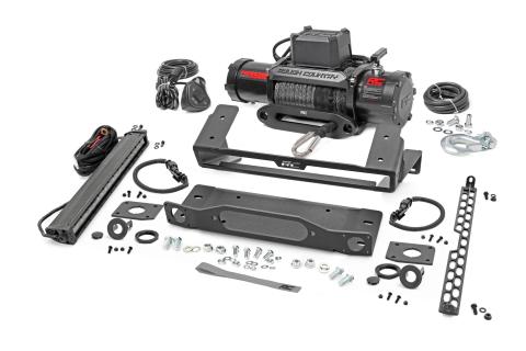 High Winch Mount All Models 9500S 20 Inch Black Single Row LED White DRL Ford Bronco (21-25) Rough Country