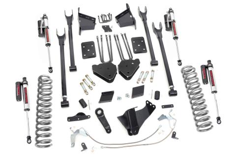 6 Inch Ford 4-Link Suspension Lift Kit Vertex Reservoir Shocks 11-14 F-250 4WD Overloads Rough Country