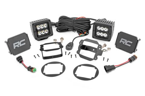 Jeep 2 Inch Cree LED Fog Light Kit Black Series 10-18 Wrangler JK Rough Country