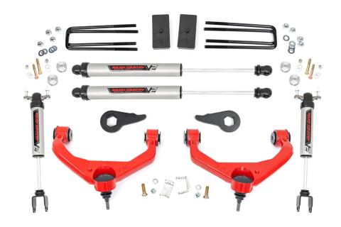 3.5 Inch Lift Kit V2 w/ Overloads Red Silverado/Sierra 2500HD/3500HD (11-19) Rough Country