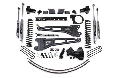 6 Inch Lift Kit w/ Radius Arm Ford F250/F350 Super Duty 17-19 4WD Diesel 5 Inch Block 2 Leaf Main Fox 2.0 Performance Shocks