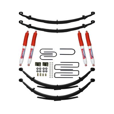 Suspension Lift Kit w/Shock Nitro Shocks 4 Inch Lift Incl. Front/Rear Leaf Springs Front/Rear U Bolt Kits Bushing Kit Skyjacker