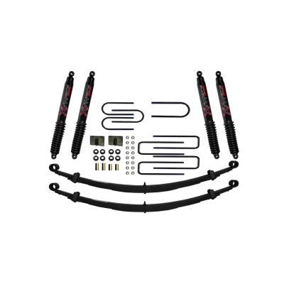Suspension Lift Kit w/Shock Black MAX Shocks 4 Inch Lift Incl. Front Leaf Springs Front/Rear U Bolt Kits Bushing Kits Rear Block Skyjacker