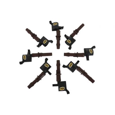 Direct Ignition Coil Kit Supercoil 2008-2014 Ford 4.6L/5.4L/6.8L 3-Valve, 8-Pack Supercoil With Extended Brown Boot For 2008-2014 Ford Modular 3V 4.6L/ 5.4L / 6.8L V10 Engines, Black ACCEL
