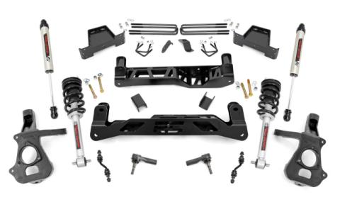 7 Inch Suspension Lift Kit Lifted Struts &amp; V2 14-18 Silverado/Sierra 1500 2WD Aluminum/Stamped Steel Rough Country