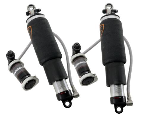 Rear TQ Shockwaves 8000 Series W/ 5.2 Inch Stroke And 2 Inch Stud Pair Of Triple Adjustable Shock waves 5 Inch Rolling Sleeve W/ 1/4 Inch Fittings And Bearing Spacers 1/2 Inch And 5/8 Inch 12.15 Inch X 16.7 Inch W/ A 14.5 -15 Inch Ride Height Ridetech