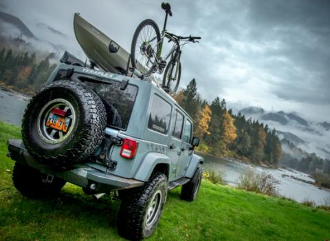 07-18 Wrangler JK Alpha HD Hinged Spare Tire Carrier &amp; Adjustable Spare Tire Mount Kit 5x5 Inch TeraFlex
