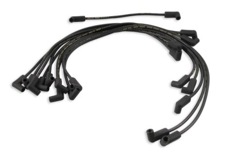 Spark Plug Wire Set- 8MM Super Stock Custom Black Wire Custom Spark Plug Wire Set 500 Ohms/Ft Sprial Core Sbc 1987-1995 V8 ACCEL