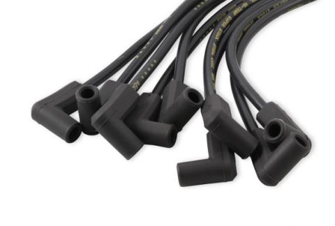 Spark Plug Wire Set- 8MM Super Stock Custom Black Wire Custom Spark Plug Wire Set 500 Ohms/Ft Sprial Core Sbc 1987-1995 V8 ACCEL
