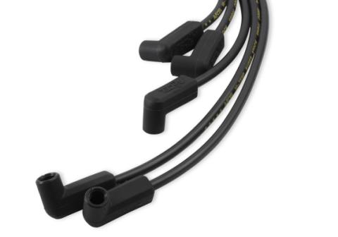 Spark Plug Wire Set- 8MM Super Stock Custom Black Wire Custom Spark Plug Wire Set 500 Ohms/Ft Sprial Core Sbc 1987-1995 V8 ACCEL