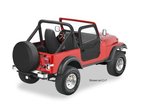 Jeep Doors Full 2-Piece Fabric Doors For Toyota 1964-1984 Land Cruiser Clear Vinyl Black Denim Fabric Pair Bestop