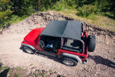 Jeep Bikini Top Header Safari Bikini Tops For Jeep 1997-2002 Wrangler TJ Black Denim Fabric Bestop