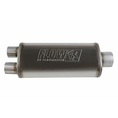 Flow Fx Muffler Flow Fx Muffler 3.50 Center In/2.50 Dual Out Straight Through Performance Moderate Sound Stainless Steel Flowmaster