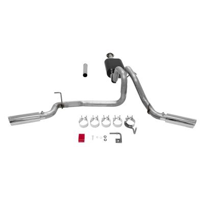 American Thunder Cat-Back Exhaust System Fits 2016-2023 Toyota Tacoma With 3.5L Engine, American Thunder, Dual Exit, Stainless Steel Exhaust System, 2/4 Wheel Drive, All Wheelbases Aggressive To Moderate Sound Flowmaster