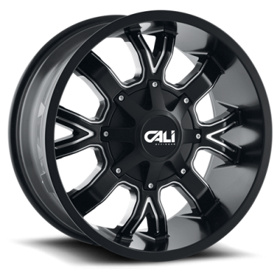 Cast Aluminum Wheels Dirty 9104 SB 22x10 Milled Spokes Satin Black 5 On 127/5 On139.7 Bolt Pattern -19 Offset Cali Offroad Wheels