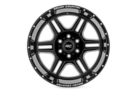 92 Series Wheel Machined One-Piece Gloss Black 22x12 8x180 -44mm Rough Country