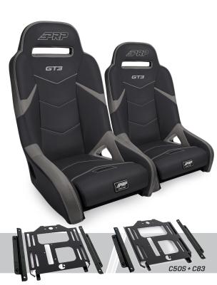 GT3 Suspension Seats Kit for Polaris RZR 570 800 900 Pair Black &amp; Gray PRP Seats