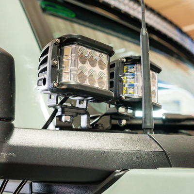 Ditch Light Mount Kit Fits 21-Present Ford Bronco Raptor - (2) 3X2 18W LED Pods/(2) 27W Side Projecting LED Pods Cali Raised LED