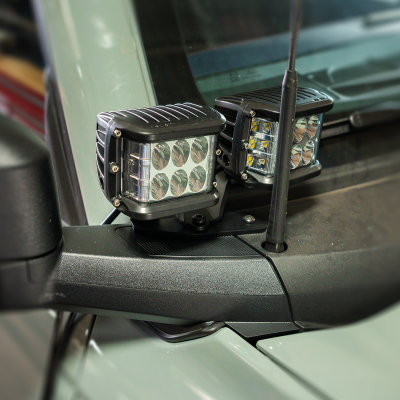 Ditch Light Mount Kit Fits 21-Present Ford Bronco Raptor - (2) 3X2 18W LED Pods/(2) 27W Side Projecting LED Pods Cali Raised LED