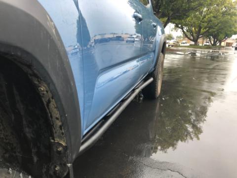 Trail Edition Rock Sliders Fits 24-Present Toyota Tacoma - Double Cab Long Bed/Kick Out/Raw Cali Raised LED