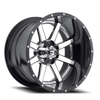 Aluminum Wheels 22X10 Maverick D260 6 On 135/6 On 139.7 Chrome/Gloss Black Lip 106.1 Bore -13 Offset Fuel Off Road Wheels