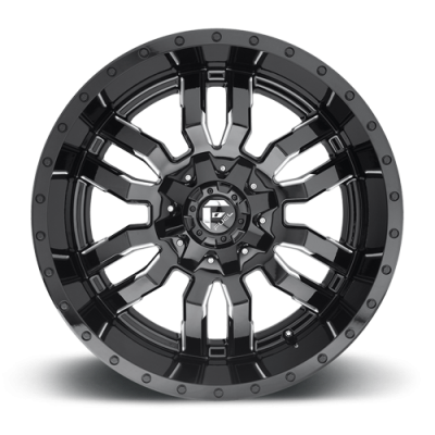 Aluminum Wheels 22X9.5 Sledge D595 6 On 135/6 On 139.7 Gloss Black Milled 106.1 Bore 19 Offset Fuel Off Road Wheels