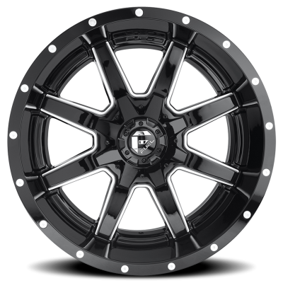 Aluminum Wheels 22X12 Maverick D610 5 On 114.3/5 On 127 Gloss Black/Milled 78.1 Bore -44 Offset Fuel Off Road Wheels