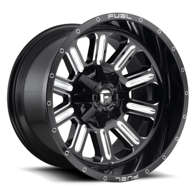 Aluminum Wheels 20X12 Hardline D620 5 On 114.3/5 On 127 Gloss Black/Milled 78.1 Bore -44 Offset Fuel Off Road Wheels