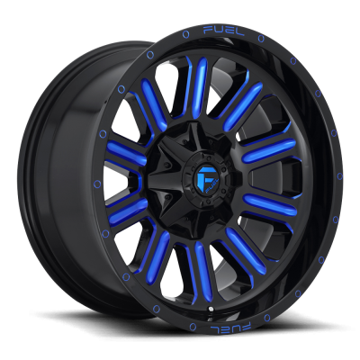 Aluminum Wheels 20X10 Hardline D646 5 On 114.3/5 On 127 Gloss Black/Candy Blue 78.1 Bore -18 Offset Fuel Off Road Wheels