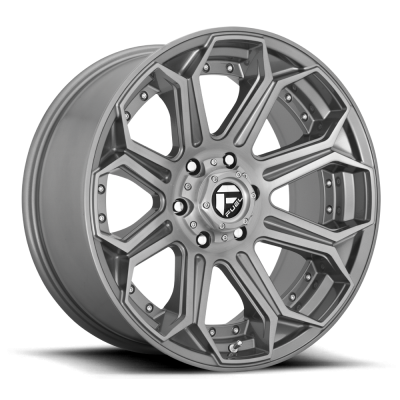 Aluminum Wheels 22X10 Siege D705 6 On 135 Brushed Gunmetal Gray Tinted Clear 87.1 Bore -18 Offset Fuel Off Road Wheels
