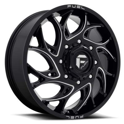 Dually Wheels 22X8.25 Runner Dually D741 8 On 165.1 Gloss Black Milled 121.6 Bore 105 Offset 8 Spoke Front Dually Fuel Off Road Wheels