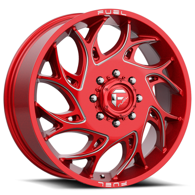Dually Wheels 20X8.25 Runner Dually D742 8 On 165.1 Candy Red Milled 121.6 Bore 105 Offset 8 Spoke Front Dually Fuel Off Road Wheels