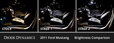 Interior LED Kit for 2010-2014 Ford Mustang, Cool White Stage 2 Diode Dynamics