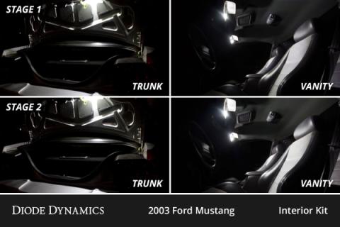 Interior LED Kit for 1994-2004 Ford Mustang, Cool White Stage 1 Diode Dynamics