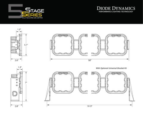 Jeep JL SS5 Sport CrossLink Windshield Yellow Combo Lightbar Kit Diode Dynamics