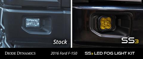 SS3 LED Fog Light Kit for 2015-2020 Ford F-150 White SAE Fog Pro w/ Backlight Diode Dynamics