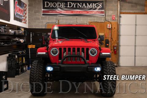 SS3 LED Fog Light Kit for 2020-2021 Jeep Gladiator Yellow SAE Fog Sport w/ Backlight Type M Bracket Kit Diode Dynamics