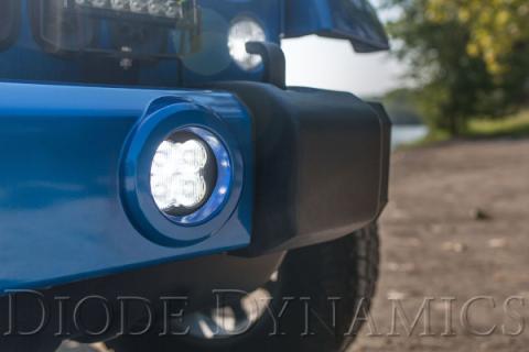 SS3 LED Fog Light Kit for 2007-2018 Jeep JK Wrangler Yellow SAE Fog Sport w/ Backlight Type MR Bracket Kit Diode Dynamics