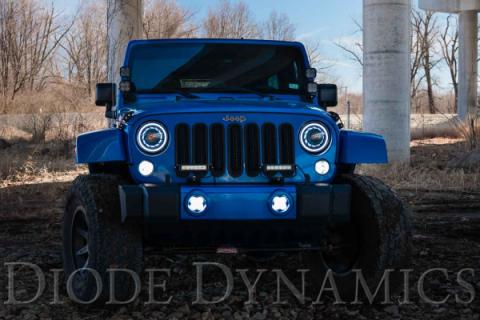 SS3 LED Fog Light Kit for 2007-2018 Jeep JK Wrangler Yellow SAE Fog Pro w/ Backlight Type MR Bracket Kit Diode Dynamics