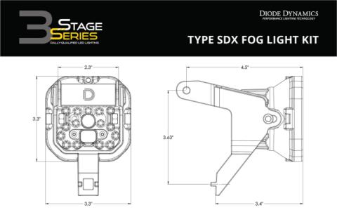 SS3 LED Fog Light Kit for 2000-2005 Ford Excursion White SAE Fog Max w/ Backlight Diode Dynamics