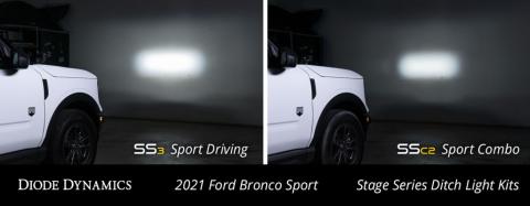 Stage Series 2in LED Ditch Light Kit for 2021 Ford Bronco Sport, Pro White Combo Diode Dynamics