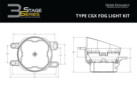SS3 LED Fog Light Kit for 2011-2013 Lexus CT200h, Yellow SAE Fog Sport with Backlight