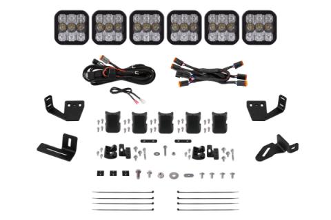 SS5 6-Pod CrossLink Mounting Kit for Prinsu/Sherpa Roof Racks, Sport Yellow Combo Diode Dynamics