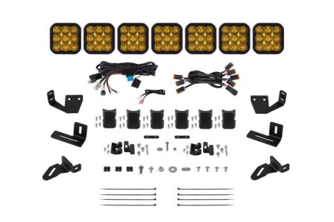 SS5 7-Pod CrossLink Mounting Kit for Prinsu/Sherpa Roof Racks, Pro Yellow Driving Diode Dynamics