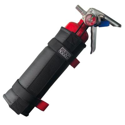 Roll Bar 2.5 LB Fire Extinguisher Holder for padded or non-padded roll Bars Carbon Fiber Vinyl Black HSP Seats