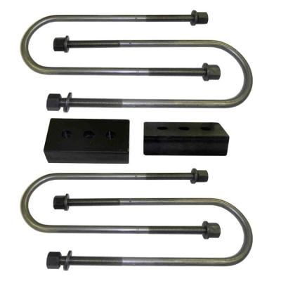 Rear Lift Block and U-Bolt Kit Heavy Duty 1.5 Inch For 11-13 F350 Superduty 2WD W/ Top Mount Overload Spring SuspensionMaxx
