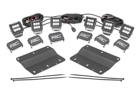 LED Light Kit Fog Mount Triple 2 Inch Black Pair Spot Ford Bronco (21-25) Rough Country